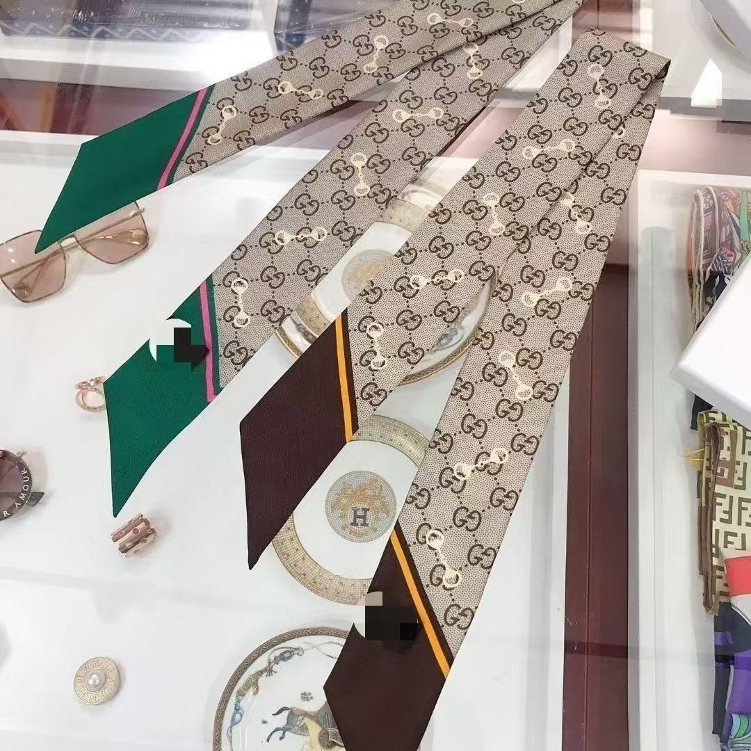Luksus Silk Twilly tørklæde Håndtag Ribbon – Elegant taske & Hårtilbehør