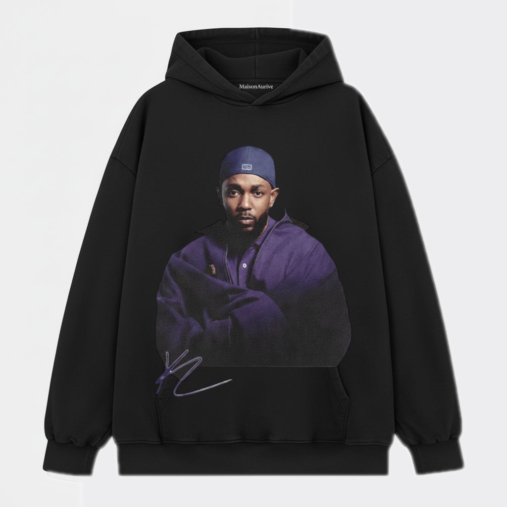 MaisonAurive Washed Edgy Street Tee – Rapper Portrait Waterwashed Charcoal