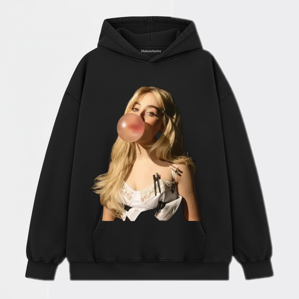 MaisonAurive Washed Tee – Bubblegum Babe Print Anthrazit