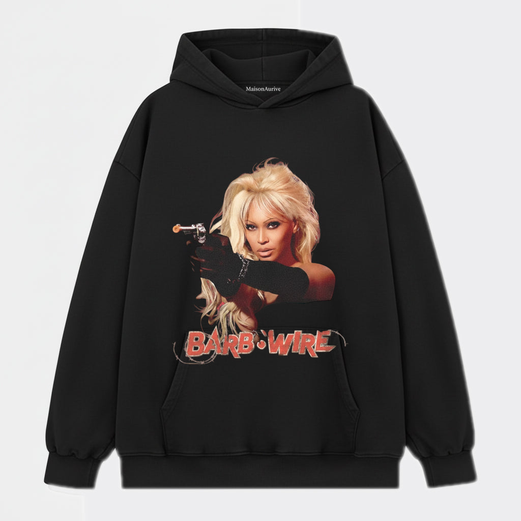 MaisonAurive Vintage Washed T-Shirt – Barb Wire Graphic Charcoal