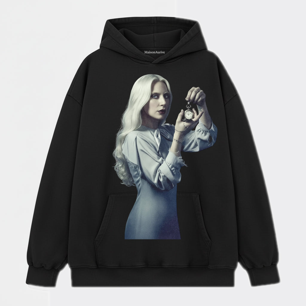 MaisonNeuve ウォッシュド T シャツ (ウォーターウォッシュド グレー) – ゴシック ポップ アイコン クロック プリント