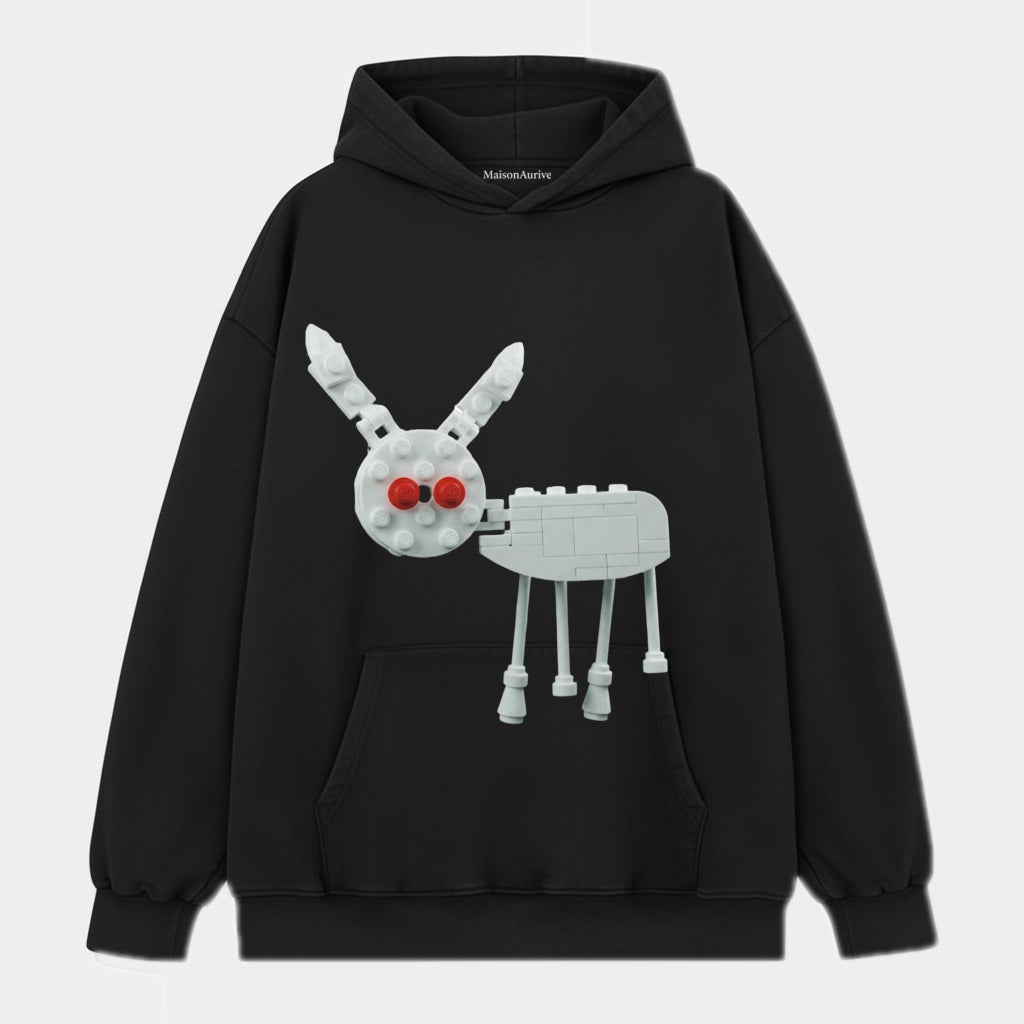 MaisonAurive ウォッシュド ブラック ヒップホップ T シャツ – Playboi Carti Lego プリント