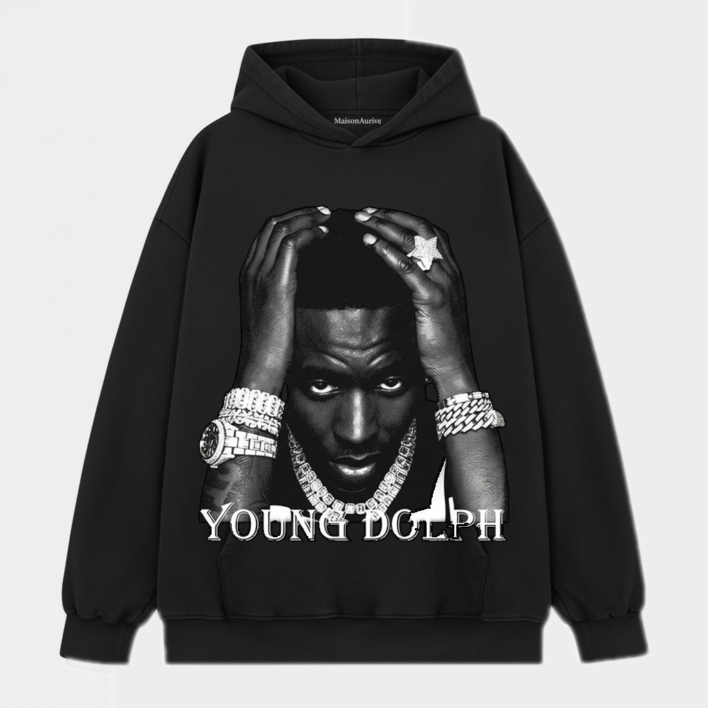 MaisonAurive Washed Hip-Hop Tee – Black | White | Waterwashed Grey - Young Dolph