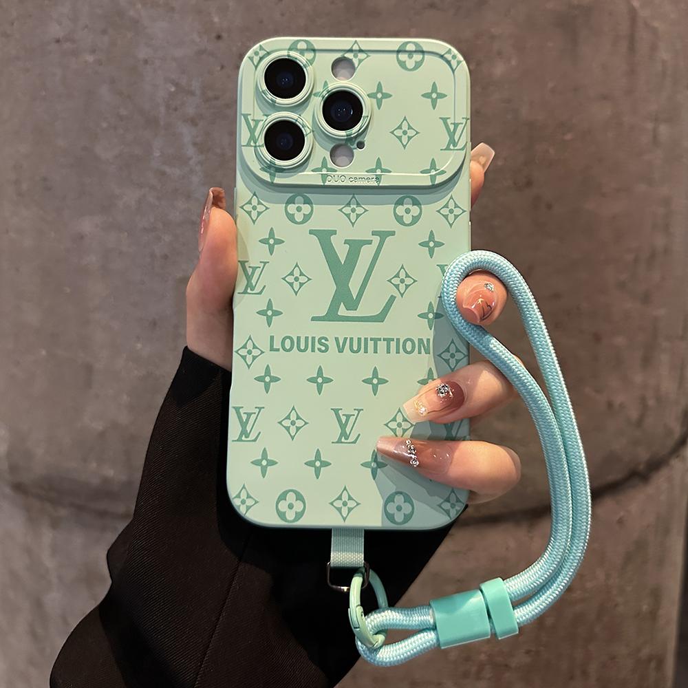 Luxury Embossed Pattern IPhone Case With Detachable Wrist Strap