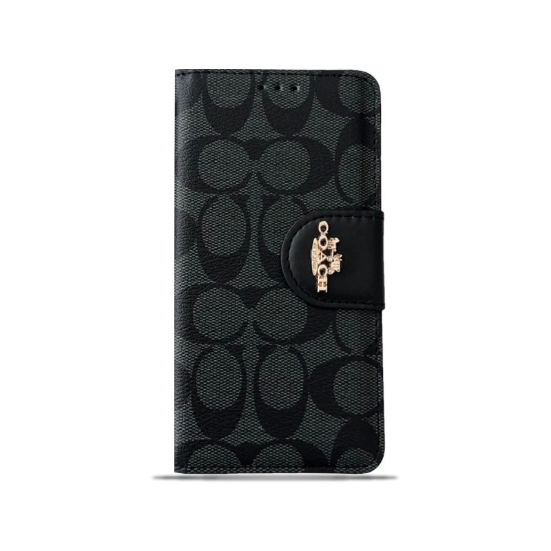 Klassisk iPhone Case Læder Flip Case med kortholder Sort