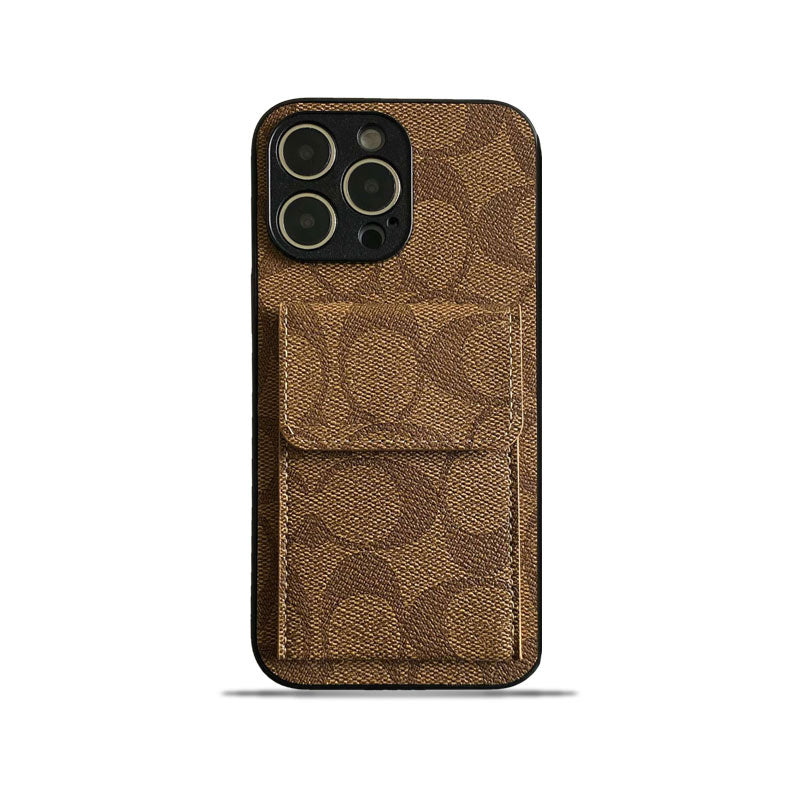 Klassisk iPhone-etui med pung lysebrun-HP240513