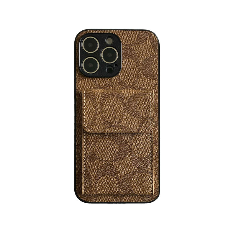 Klassisk iPhone-etui med pung lysebrun-HP240513