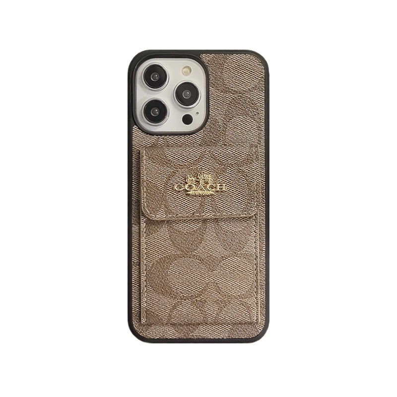 Klassisk iPhone etui med kortholder tegnebog kaffe -SZK240425