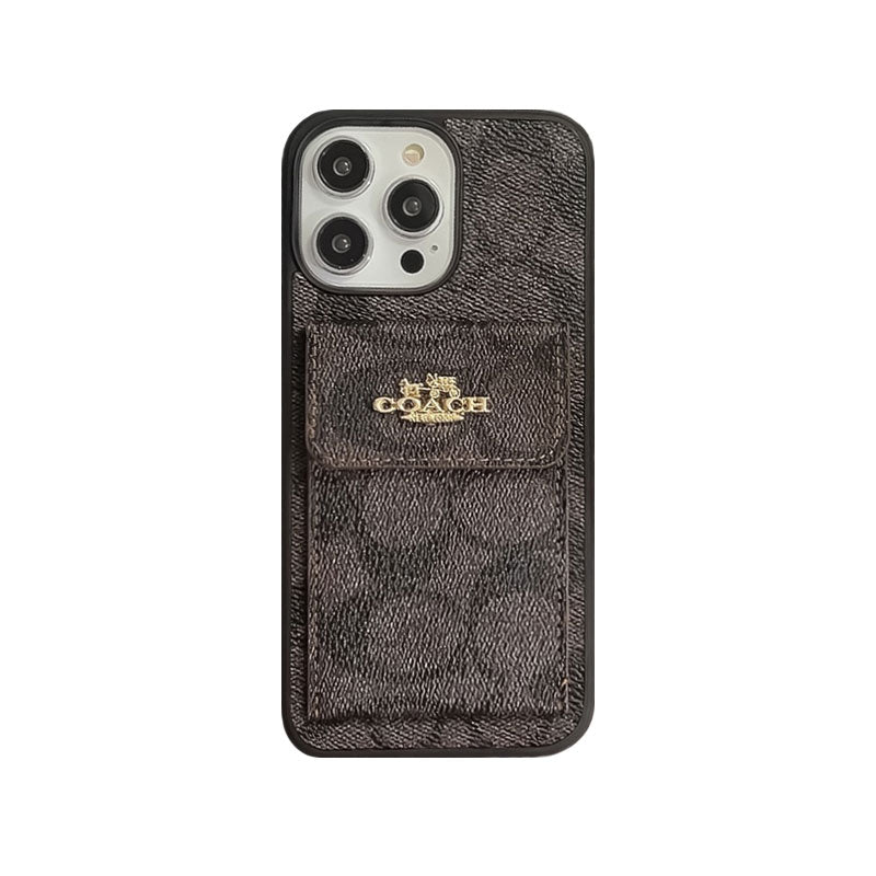 Klassisk iPhone etui med kortholder tegnebog kaffe -SZK240425
