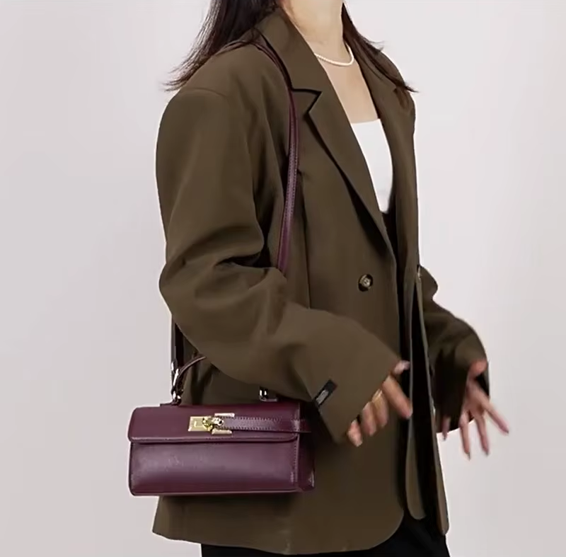 奢華品牌鎖扣設計女式手提包高端大容量手提包時尚斜背包精緻單肩手提包A123