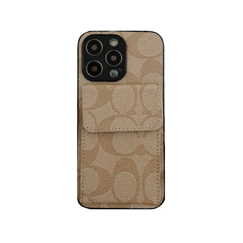 Klassisk iPhone-etui med pung lysebrun-HP240513