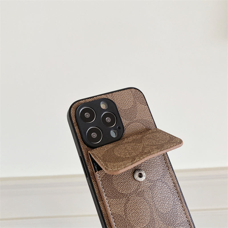 Klassisk iPhone-etui med pung lysebrun-HP240513
