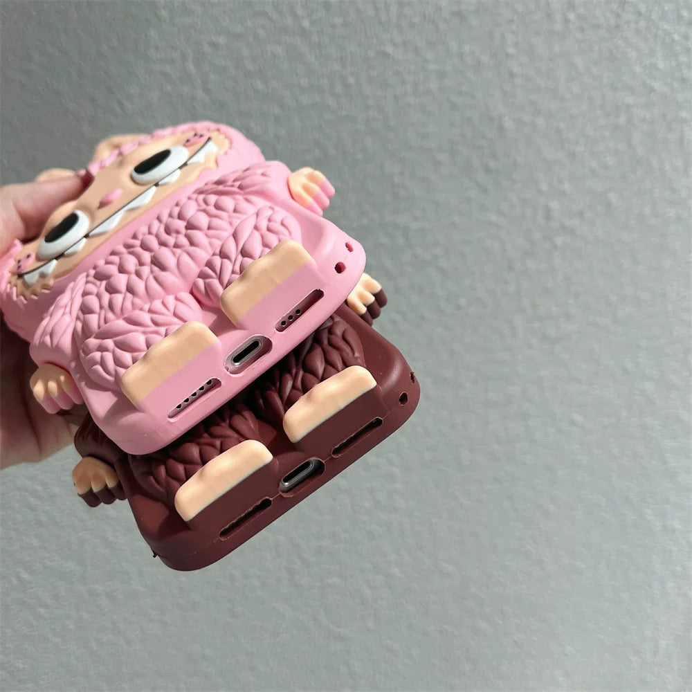 Sød tegneserie Labubu Zimomo silikonetui | Brun Pink - iPhone etui