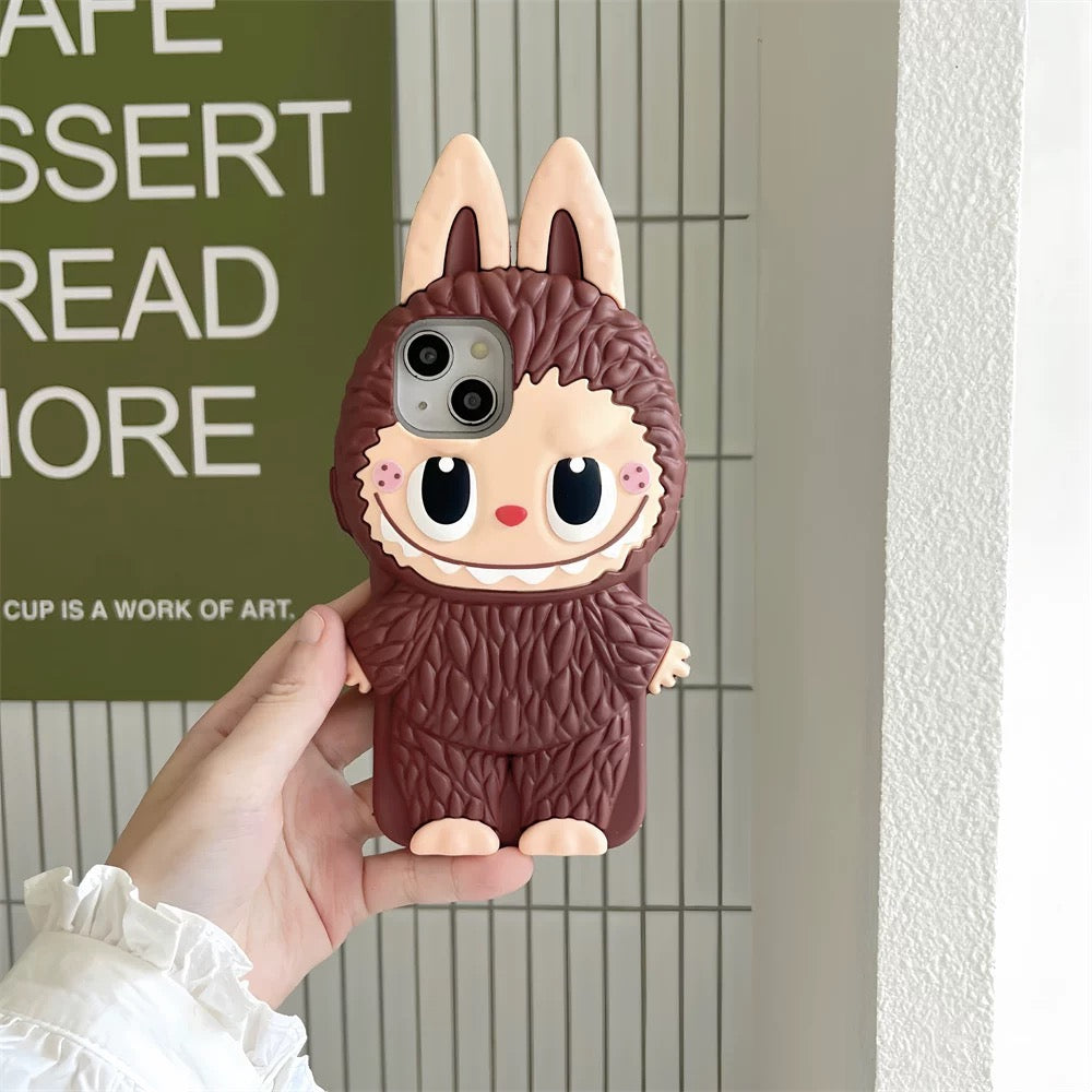 Sød tegneserie Labubu Zimomo silikonetui | Brun Pink - iPhone etui