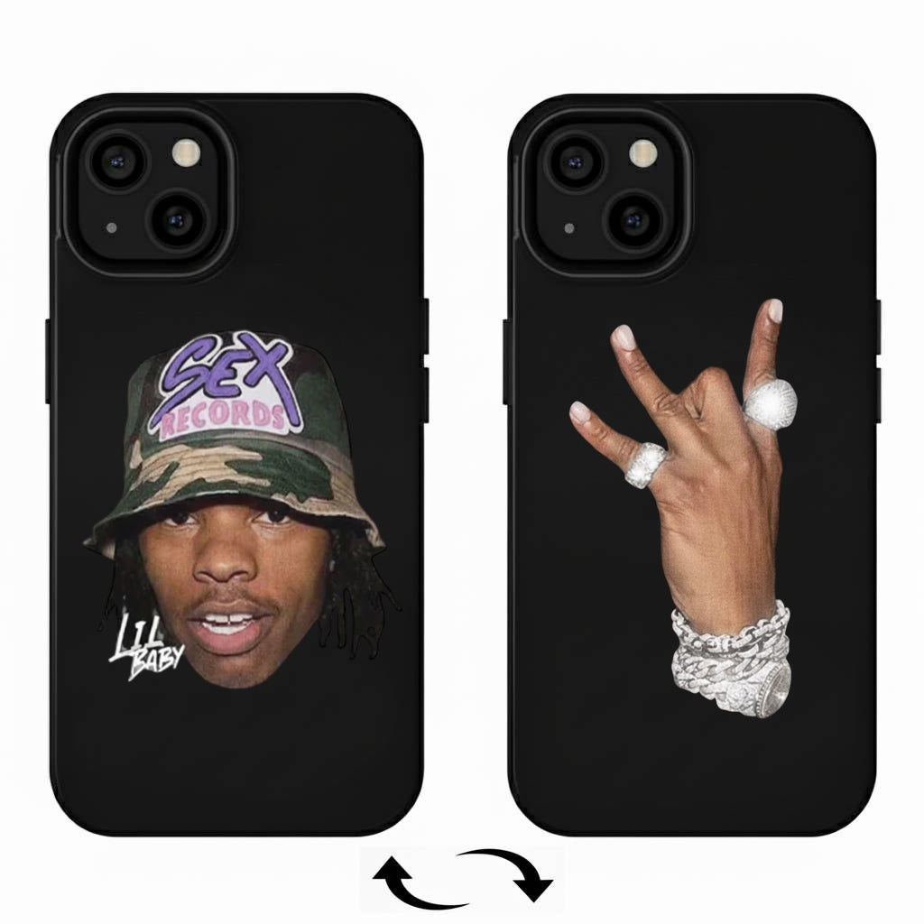3D Lenticular Magsafe Phone Case - Dynamic Lil Baby Dual Design (Angle-Shifting Portrait & Bling Hand Visuals)