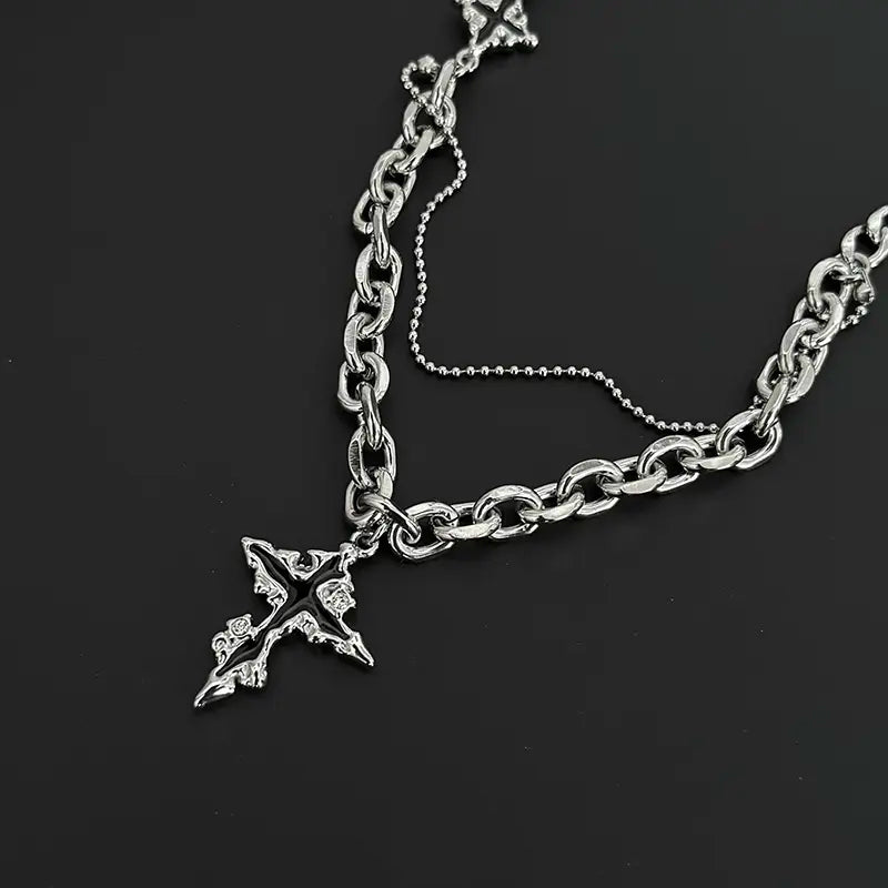 Molten Cross Titanium Necklace