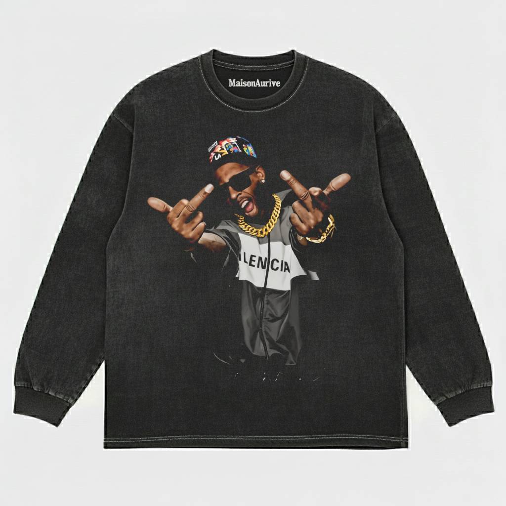 MaisonAurive ウォッシュド ヒップホップ T シャツ – ブラック |ホワイト |ウォーターウォッシュド グレー - クリス ブラウン V3