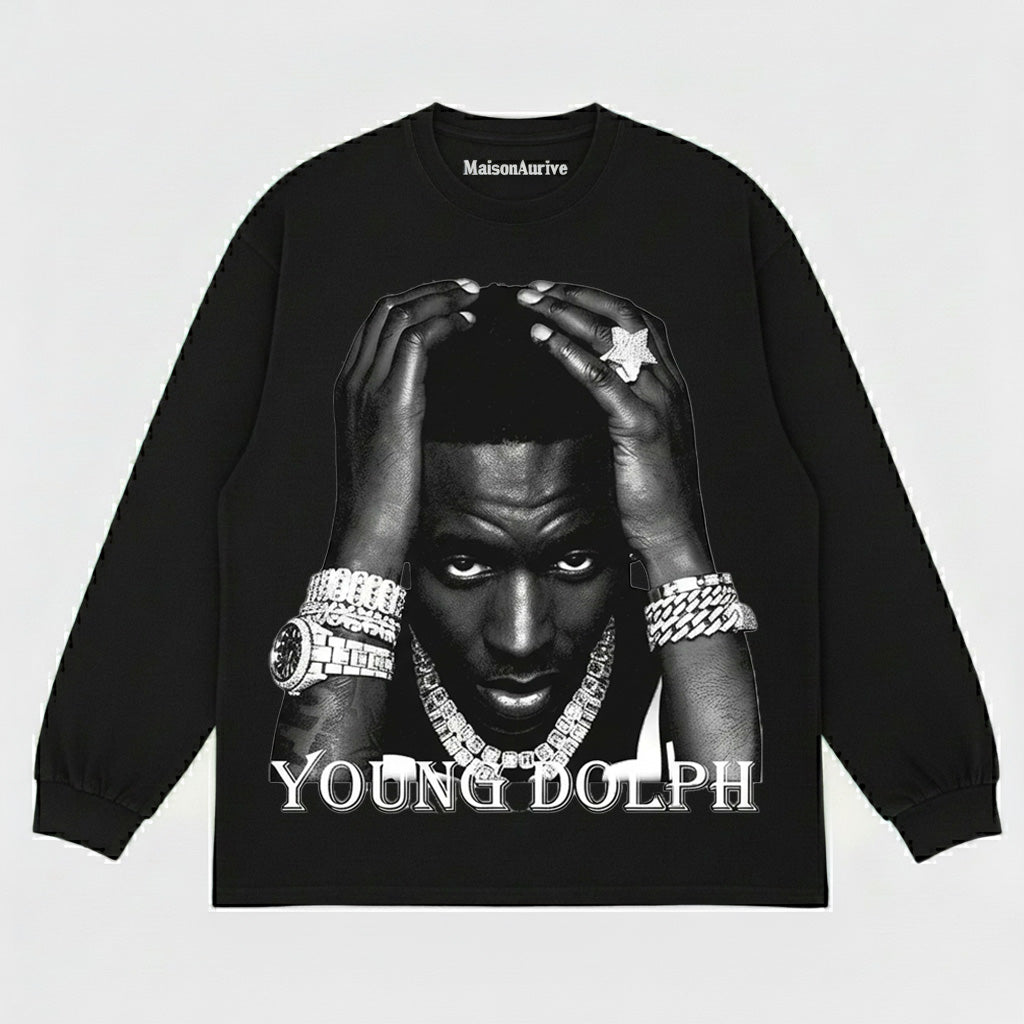 MaisonAurive Washed Hip-Hop Tee – Black | White | Waterwashed Grey - Young Dolph