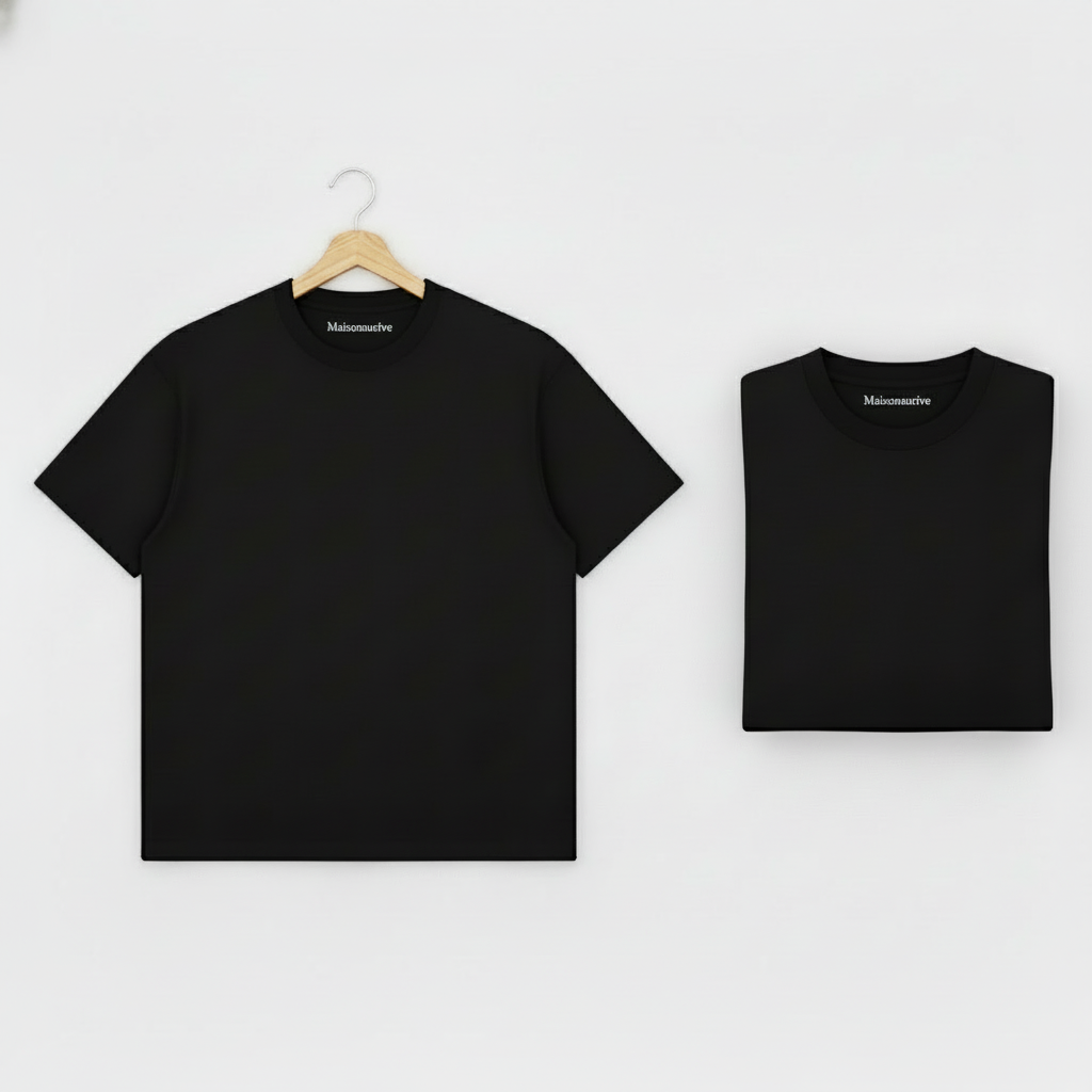 MaisonAurive Washed Hip-Hop Tee – Black | White | Waterwashed Grey