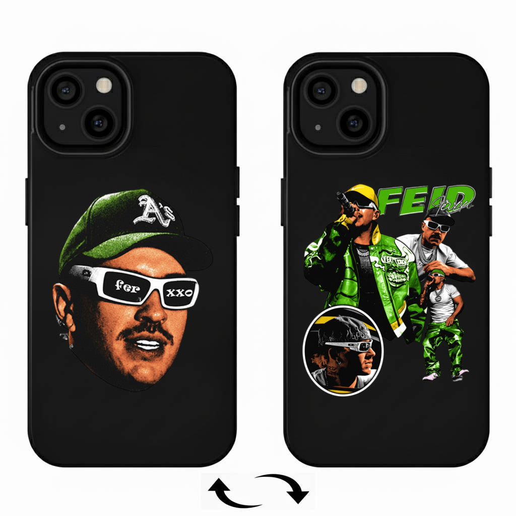 3D Lenticular Phone Case – FEID Dual Flip Visuals Black & Green Hip-Hop Design