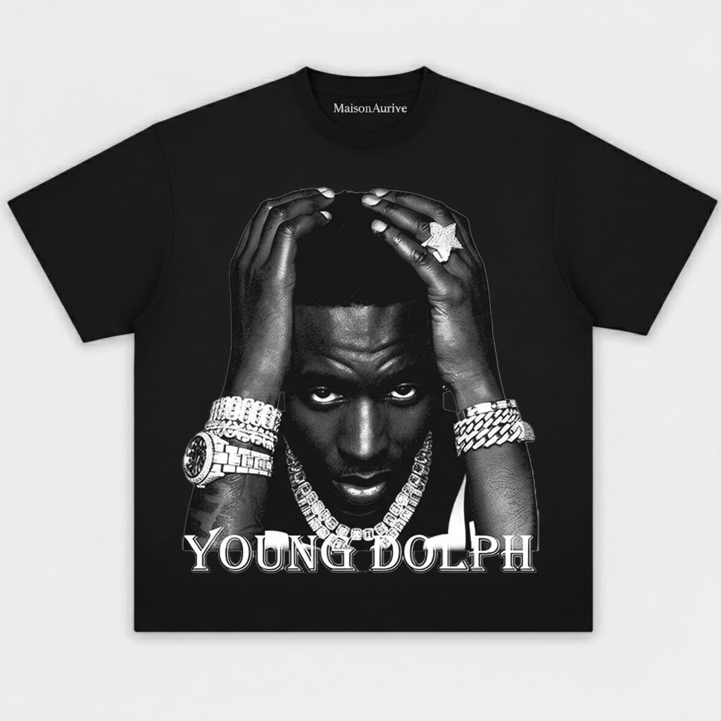 MaisonAurive Washed Hip-Hop Tee – Black | White | Waterwashed Grey - Young Dolph