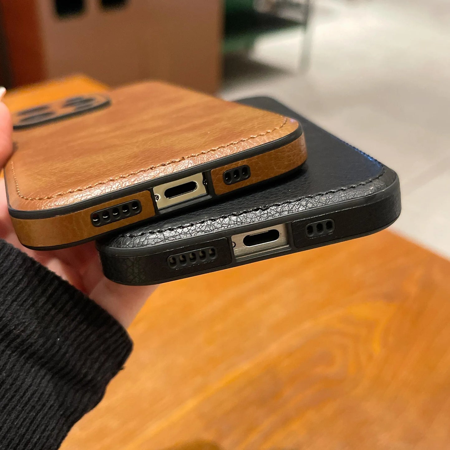 Premium Vintage Leather iPhone Case – Soft Touch Shockproof Protective Cover