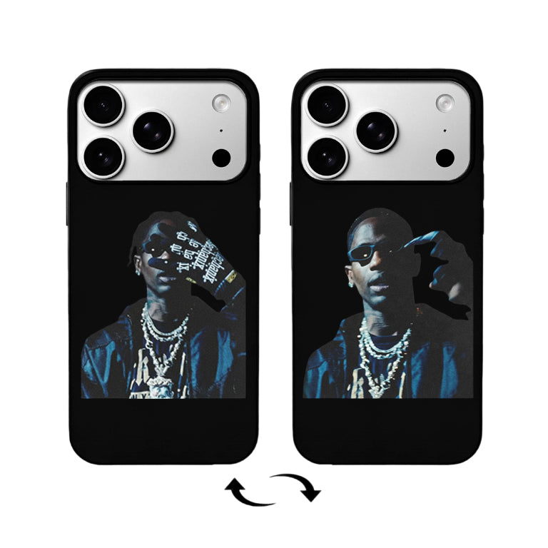 3D Lenticular Flip Phone Case – Hip-Hop Slogan Gesture Dual Portrait Design
