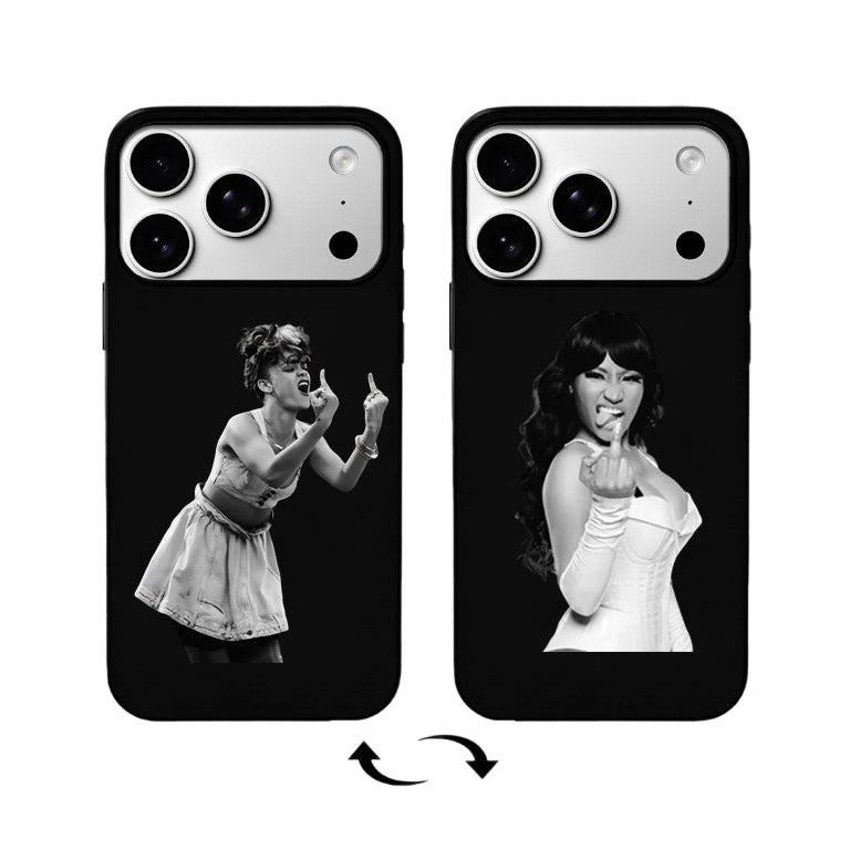 3D Lenticular Flip Phone Case – Sweet-HipHop Female Dual Gesture Portrait Design