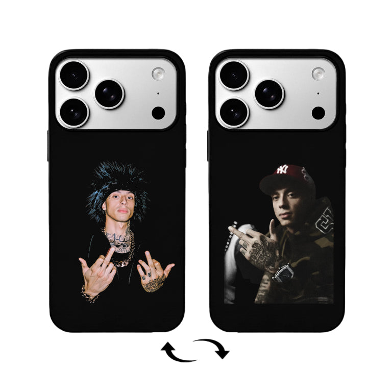 3D Lenticular Flip Phone Case – Dual Portrait: Punk Hairstyle & Hip-Hop Cap Gesture