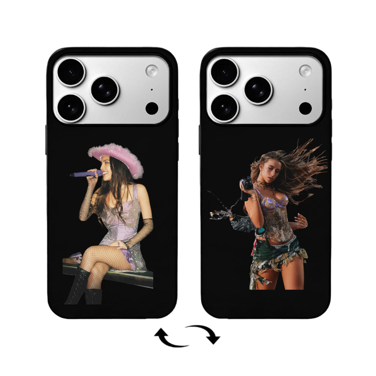 3D Lenticular Flip Phone Case – Singer Dual Portrait: Stage Glam & Edgy Chic Style
