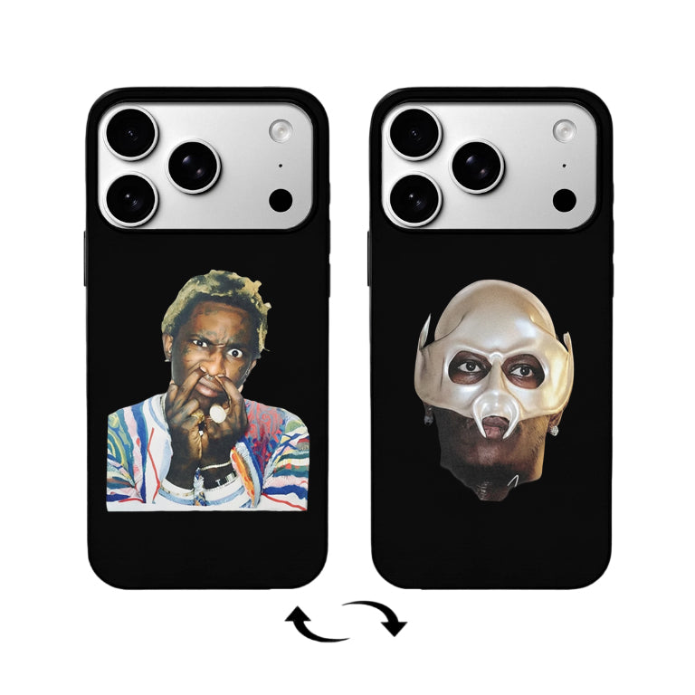 حافظة هاتف فليب عدسي ثلاثي الأبعاد – صورة مغني الراب المزدوجة: كاجوال نابض بالحياة & نمط جريء ومقنع