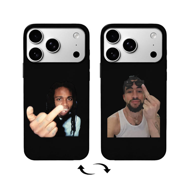 3D Lenticular Flip Phone Case – Dual Hip-Hop Gesture Portrait Design