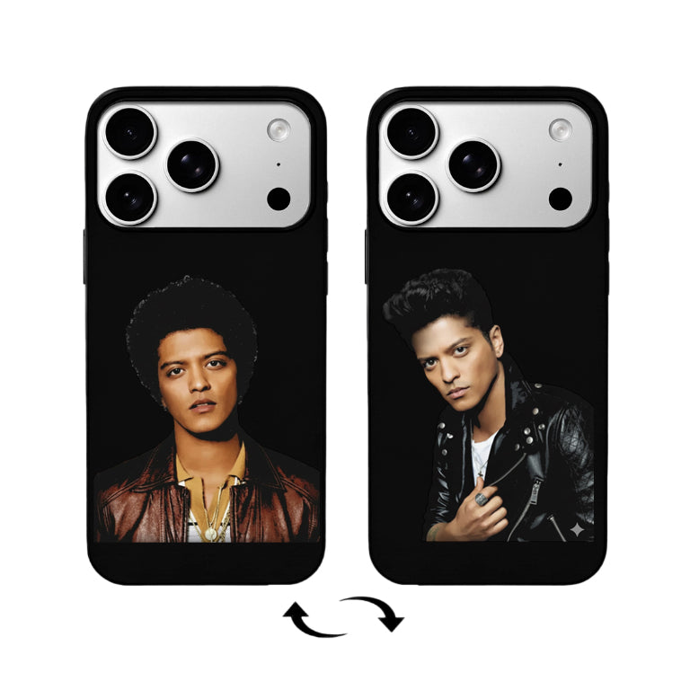 3D 光柵翻蓋手機殼 – 雙肖像：皮夾克 & 龐克搖滾風格