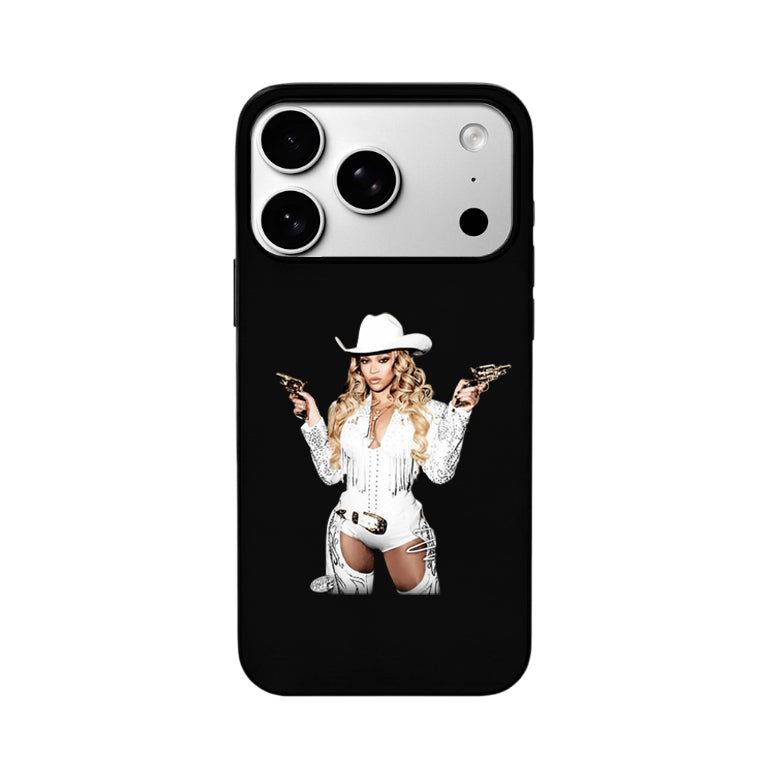 3D Lenticular Flip Phone Case – Dobbelt portræt: Cowboy Style & Glitrende Bodysuit Vibe
