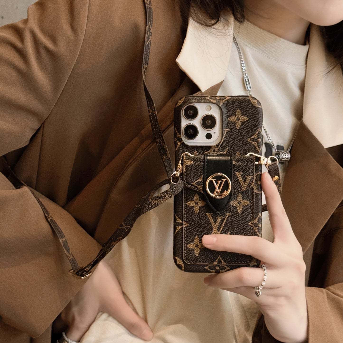 Luksus kortholder kæde iPhone etui