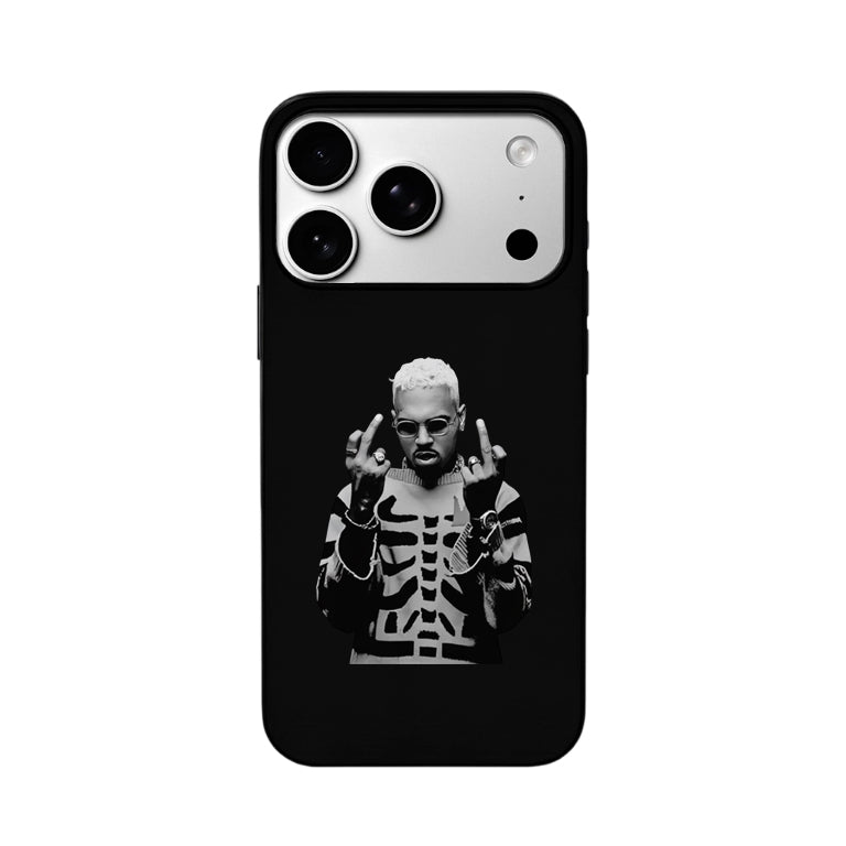 3D Lenticular Flip Phone Case – Chain Gesture & Skeleton Print Dual Hip-Hop Design