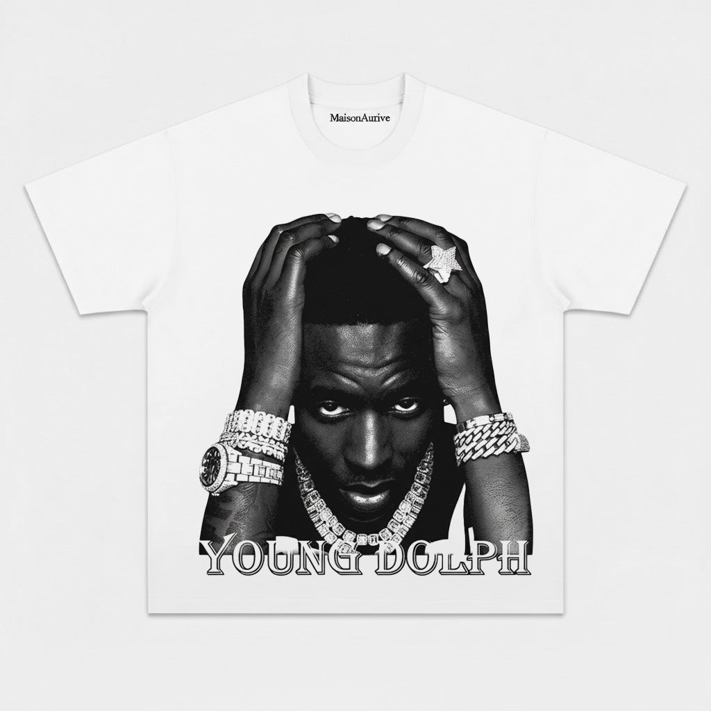 MaisonAurive Washed Hip-Hop Tee – Black | White | Waterwashed Grey - Young Dolph