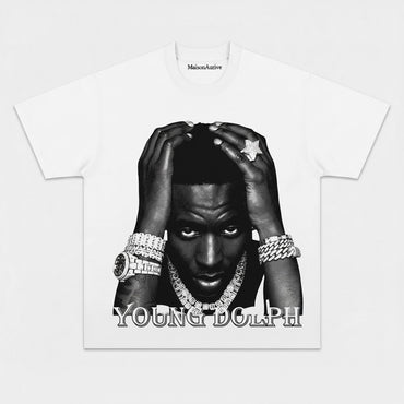 MaisonAurive Washed Hip-Hop Tee – Black | White | Waterwashed Grey - Young Dolph
