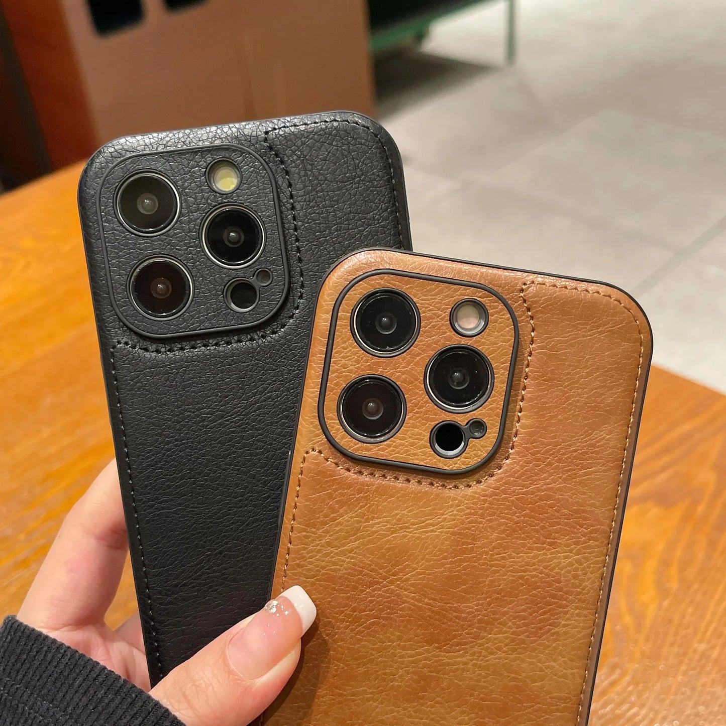 Premium Vintage Leather iPhone Case – Soft Touch Shockproof Protective Cover