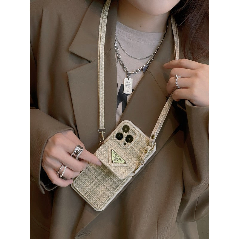 Luxury Weave Card Bag Crossbody iPhone etui