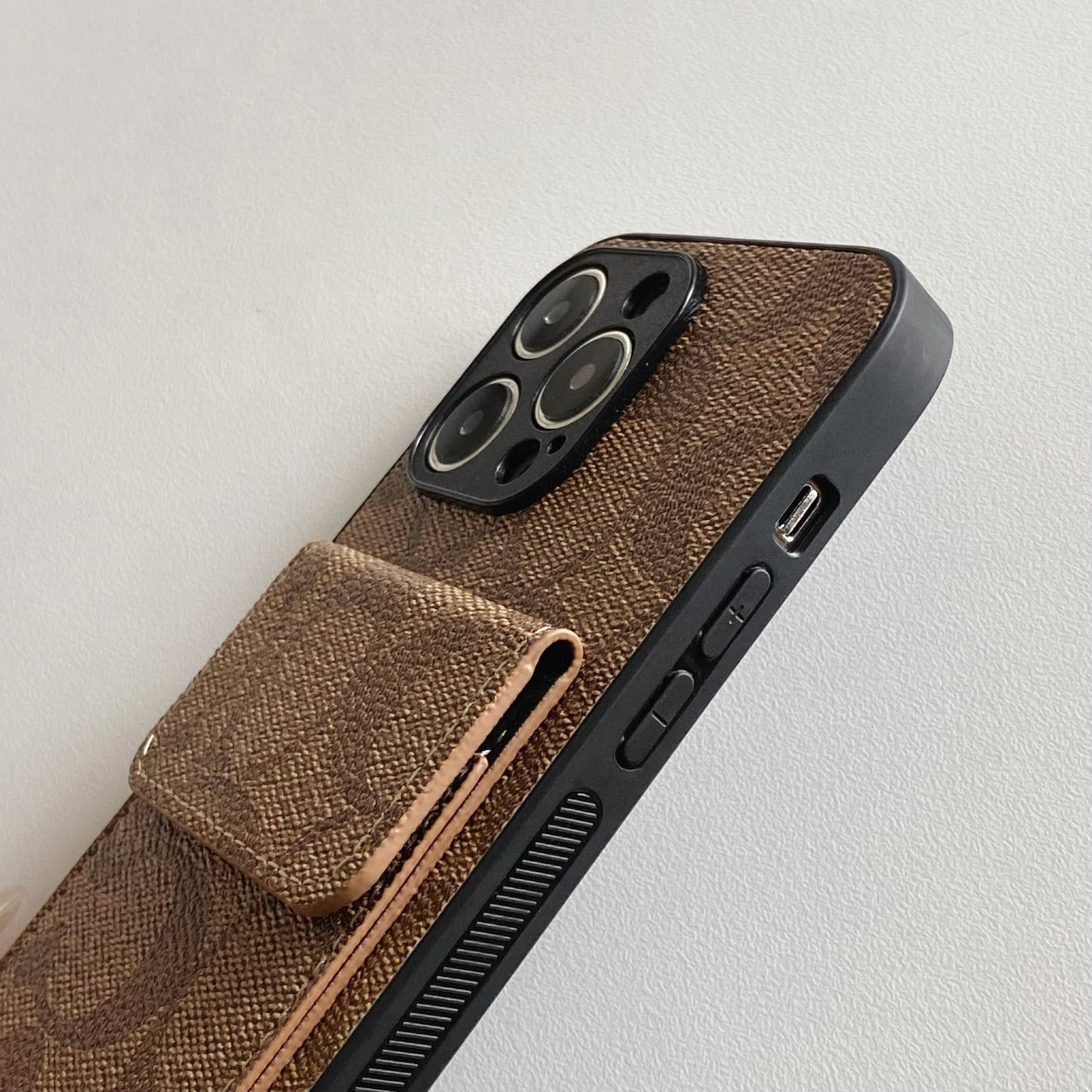 Klassisk iPhone-etui med pung lysebrun-HP240513