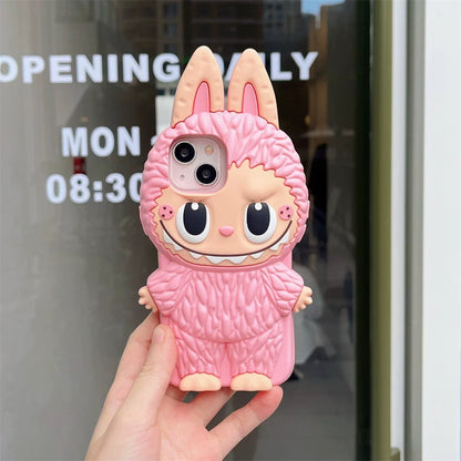 Sød tegneserie Labubu Zimomo silikonetui | Brun Pink - iPhone etui