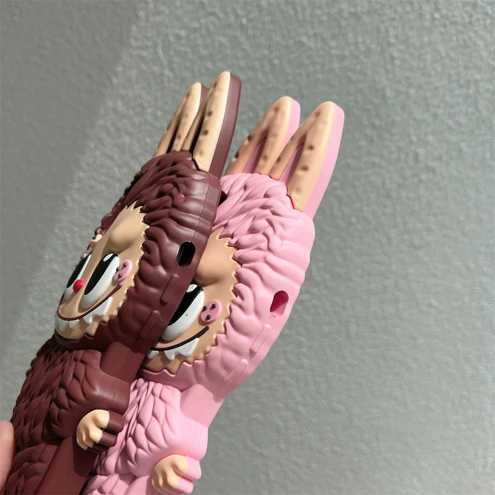 Sød tegneserie Labubu Zimomo silikonetui | Brun Pink - iPhone etui