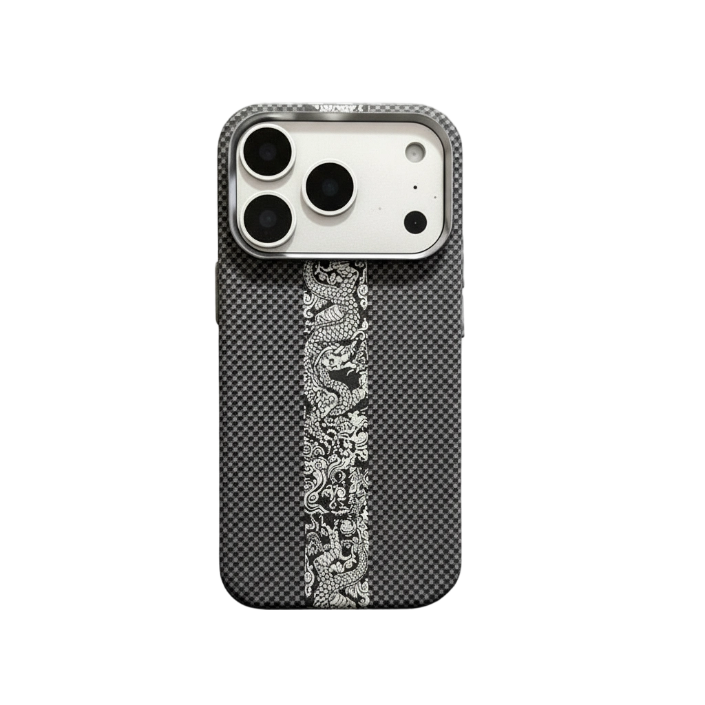 Carbon Fiber Silicone iPhone Case – Dragon Pattern