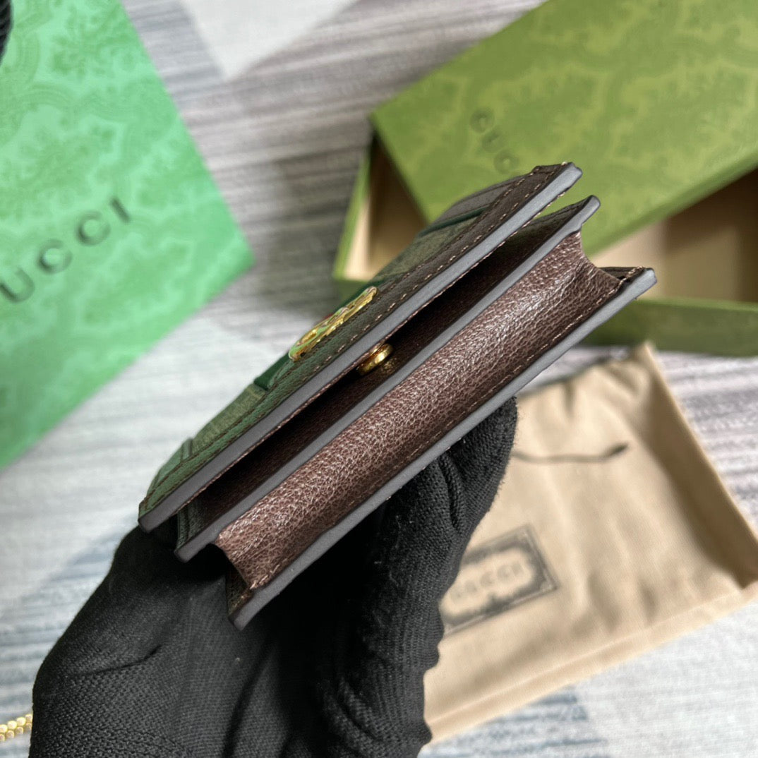محفظة بطاقات فاخرة من أوفيديا، قماش سوبريم، بيج للنساء، 4.3 بوصة/11 سم 523155 96IWG 8745
