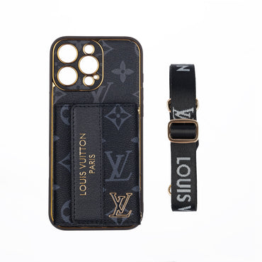 Luxury Advanced Leather iPhone Case with Card Holder & Strap