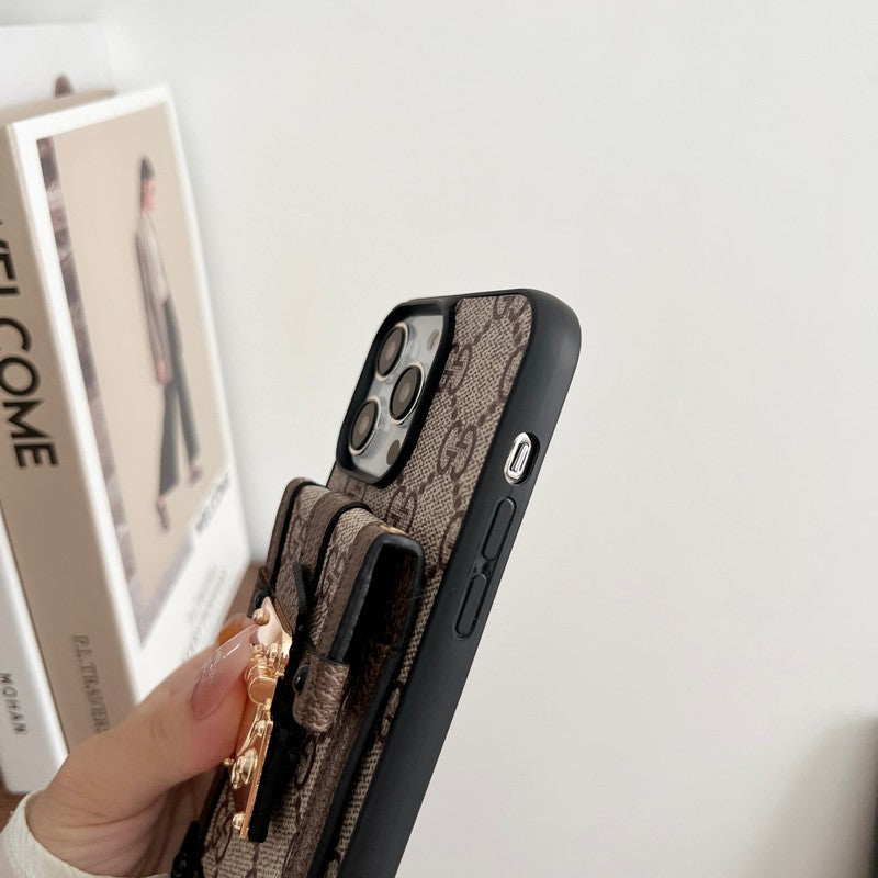 حقيبة بطاقات مميزة بسلسلة كلاسيكية لهاتف iPhone