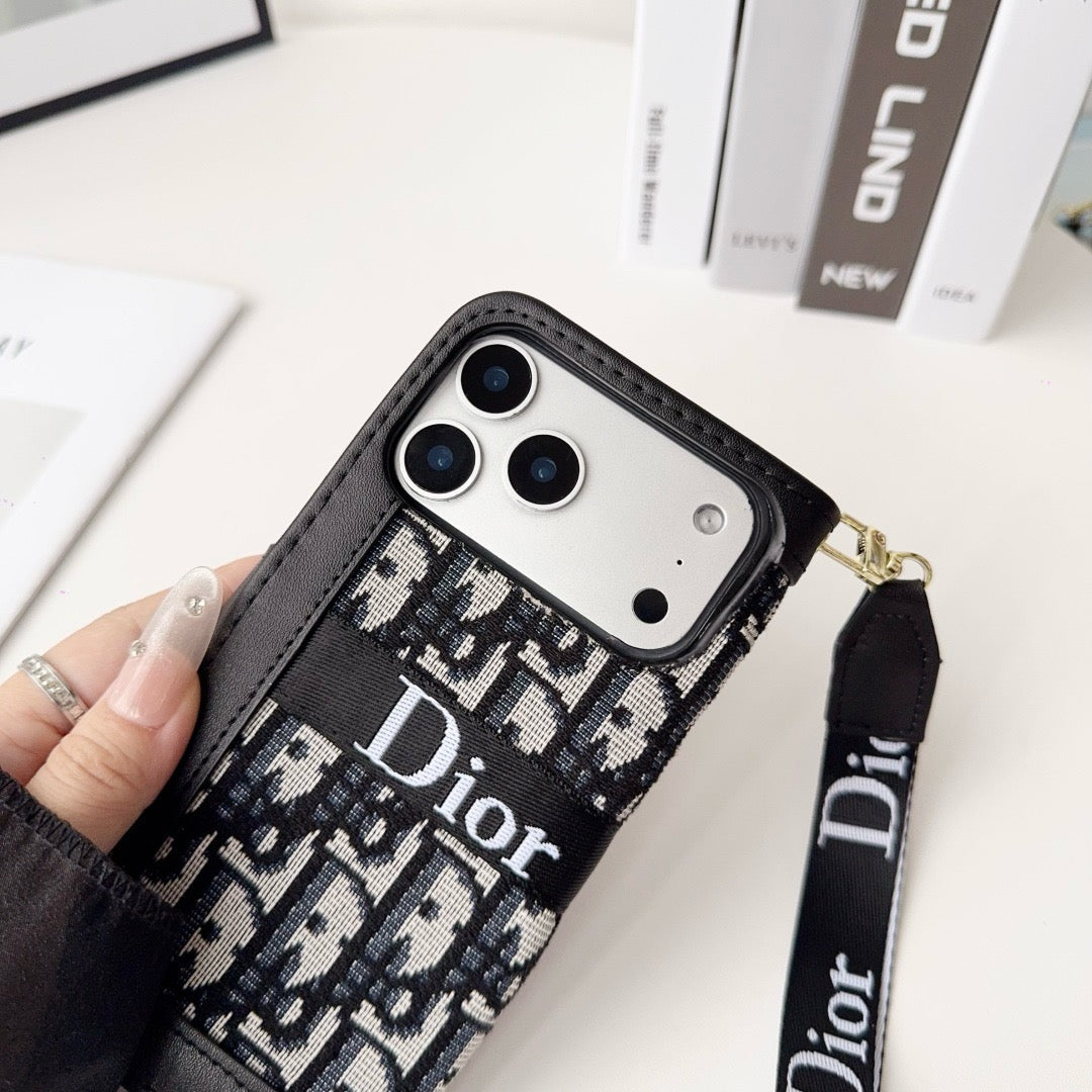 Fashion Elegant Pattern Wallet iPhone-etui med aftagelig håndledsrem