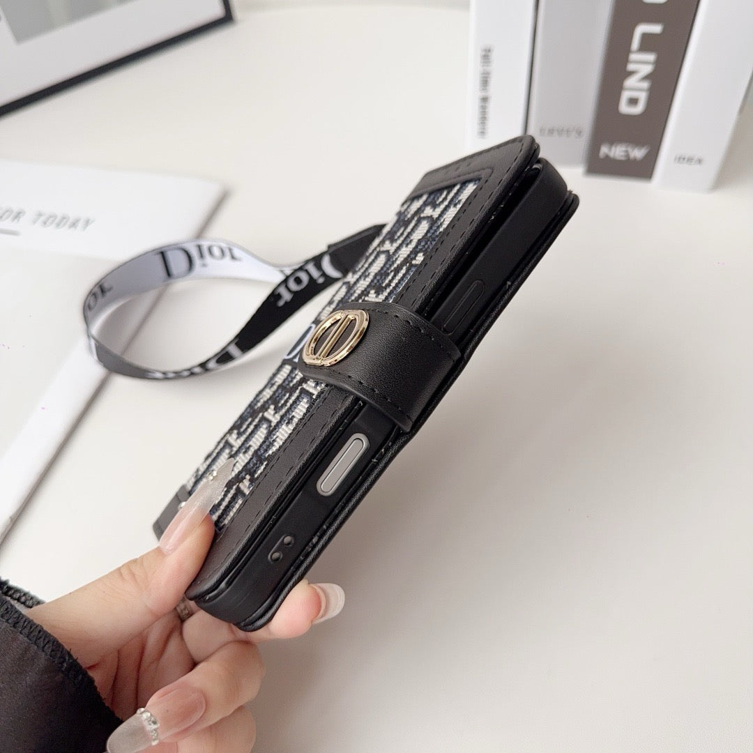 Fashion Elegant Pattern Wallet iPhone-etui med aftagelig håndledsrem