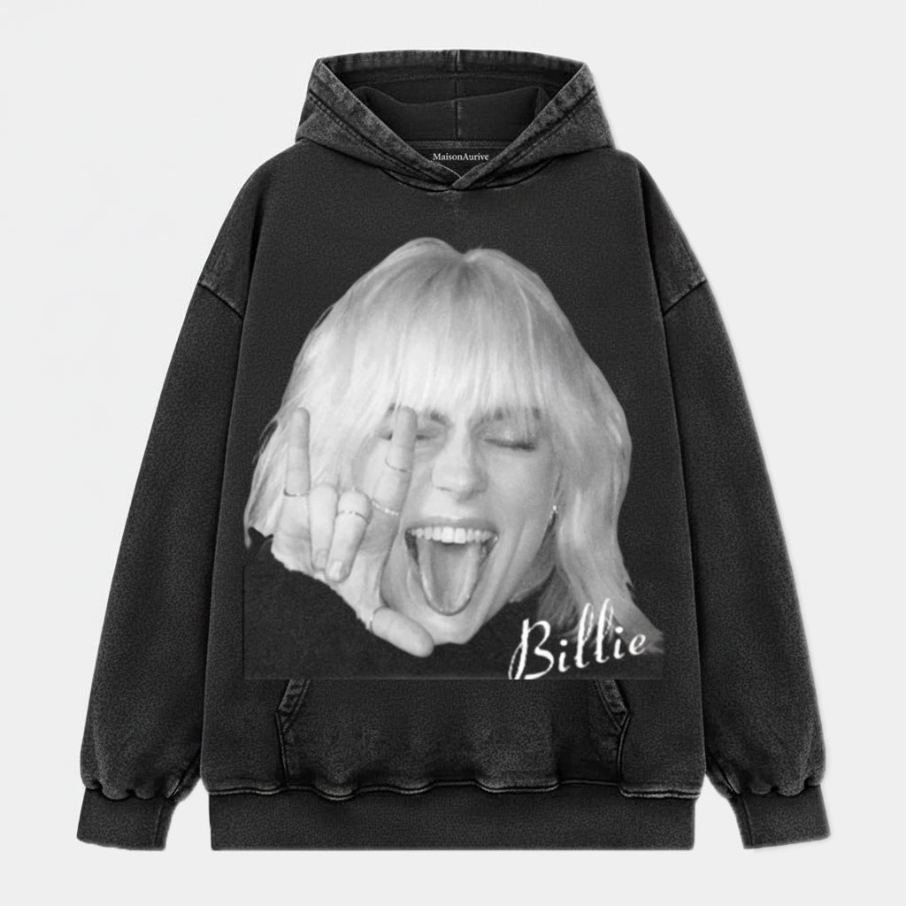 मैसनऑरिव वॉश्ड हिप-हॉप टी - बिली सिग्नेचर वाइब पोर्ट्रेट वॉटरवॉश्ड चारकोल